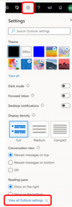 Screenshot of Outlook settings options