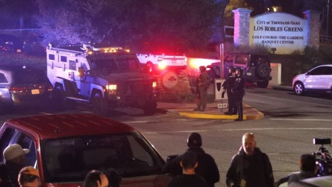 Gunman slaughters 12 suspected students at California bar