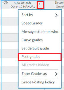 screenshot showing post grades option
