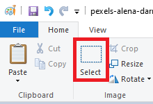 screenshot showing Paint select tool