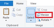 Screenshot of MS Paint resize option 
