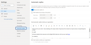 Automatic reply settings
