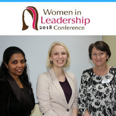 Image showing three members of staff at the women in leadership conference