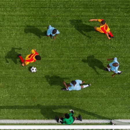 Image showing a tactical camera of a football match