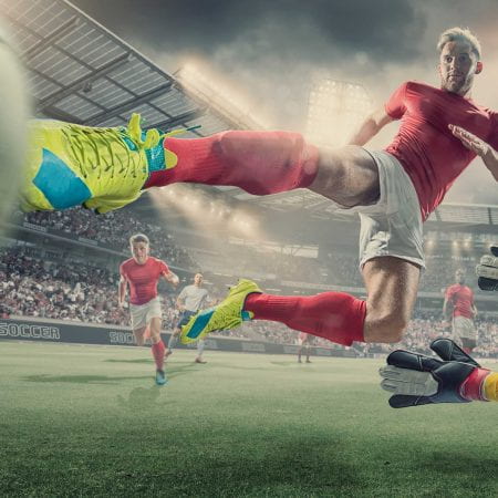 Image showing a footballer kicking a ball