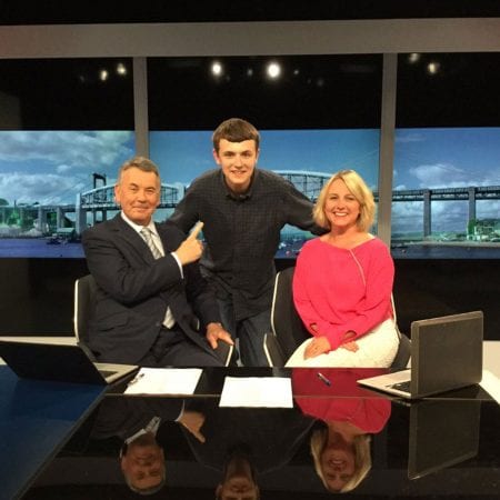 Image shows a student at ITV and news readers
