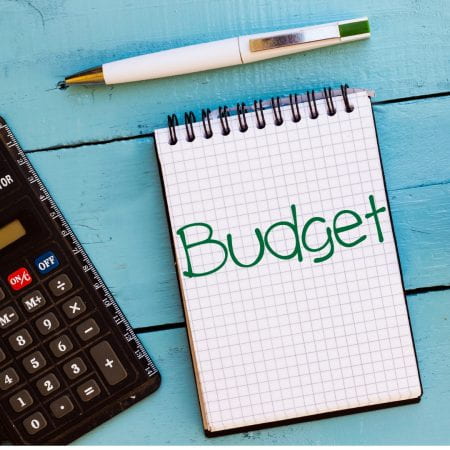 Image showing a graphic of a notepad and the word 'budget' written on it