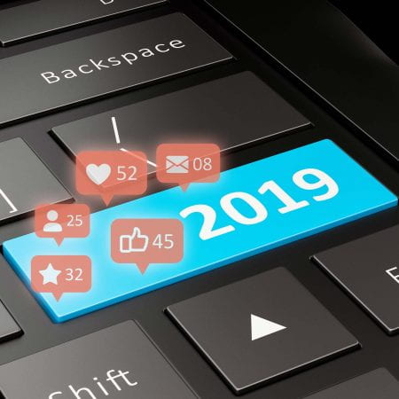 Image showing a keyboard and social likes for 2019