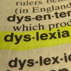 the word dyslexia highlighted in a dictionary a