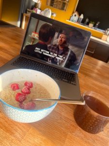 Laptop and breakfast