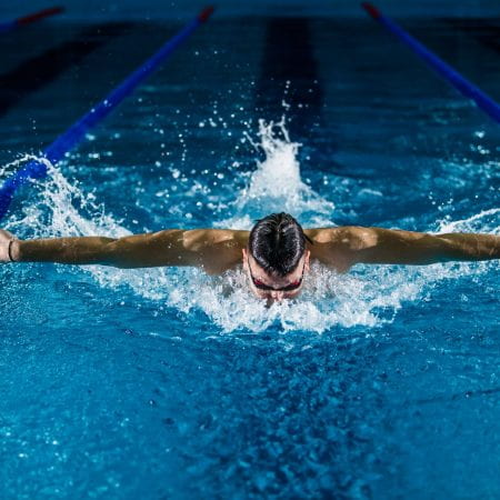 Person swimming competitively