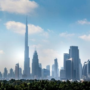 A hazy view of the Dubai landscape